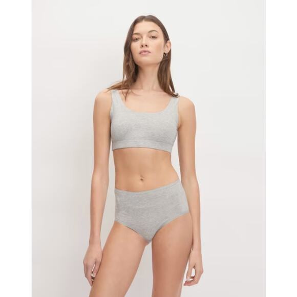 EVERLANE Women's Cotton Tank Bra XS Heather Grey Scoop Neck NWOT - Picture 2 of 7